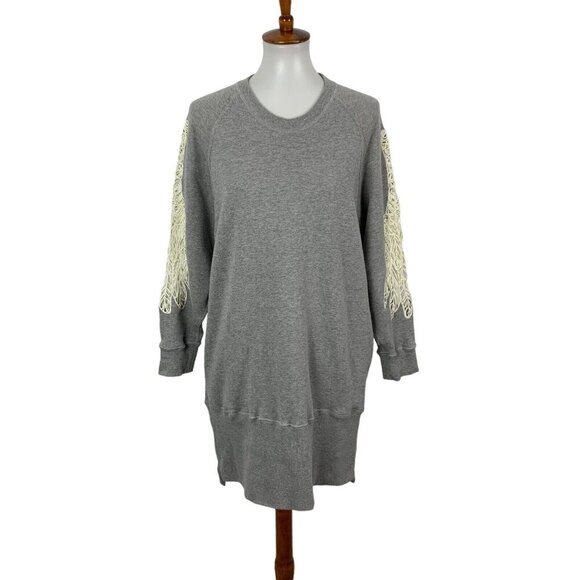 Mihara Yasuhiro Gray Knit Sweater Dress Fringe Sleeve Detail Relaxed Fit 36 - Picture 1 of 7
